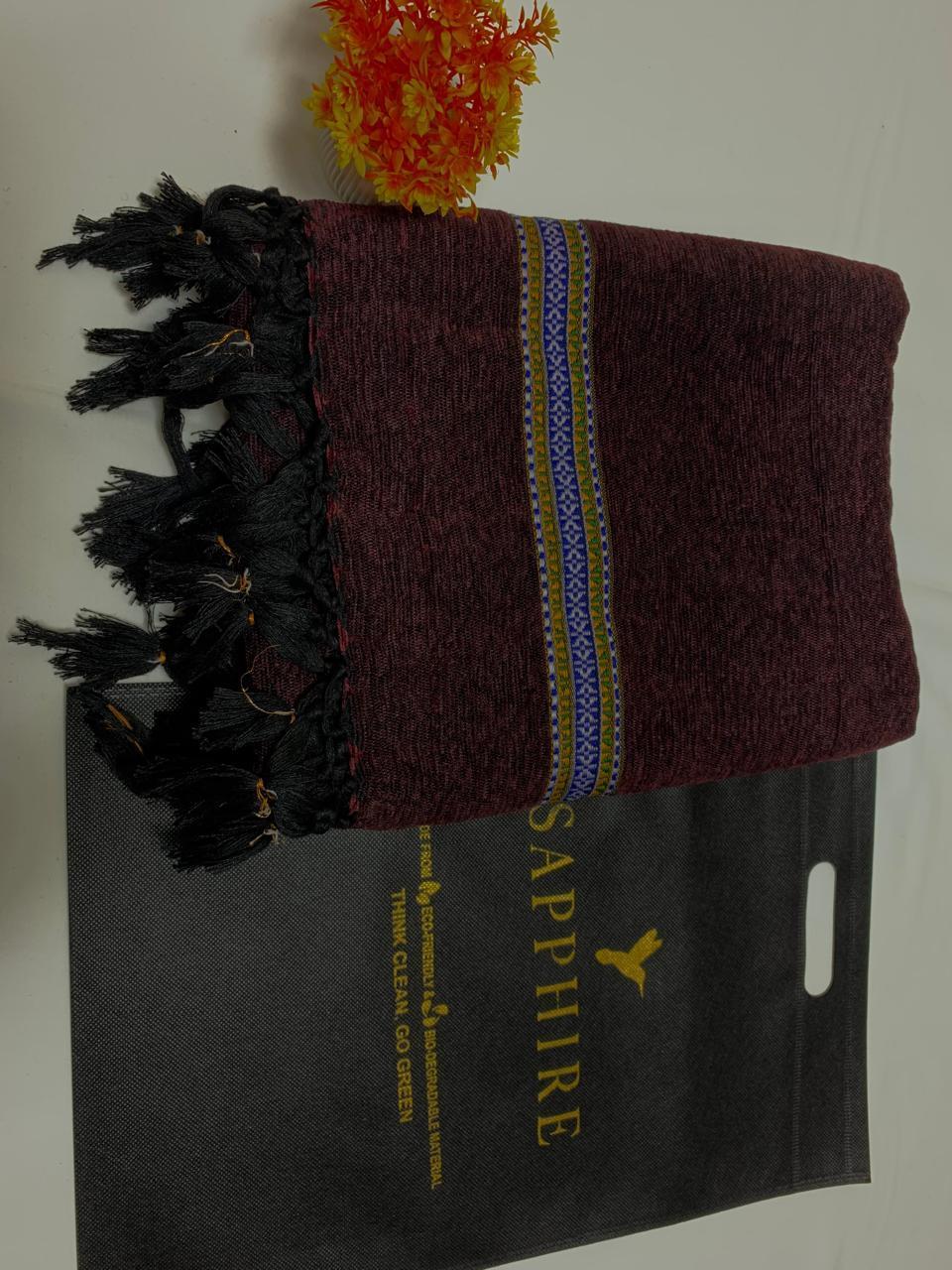 1 Pc Men's Velvet Embroidered Border Shawl Trend Nexus