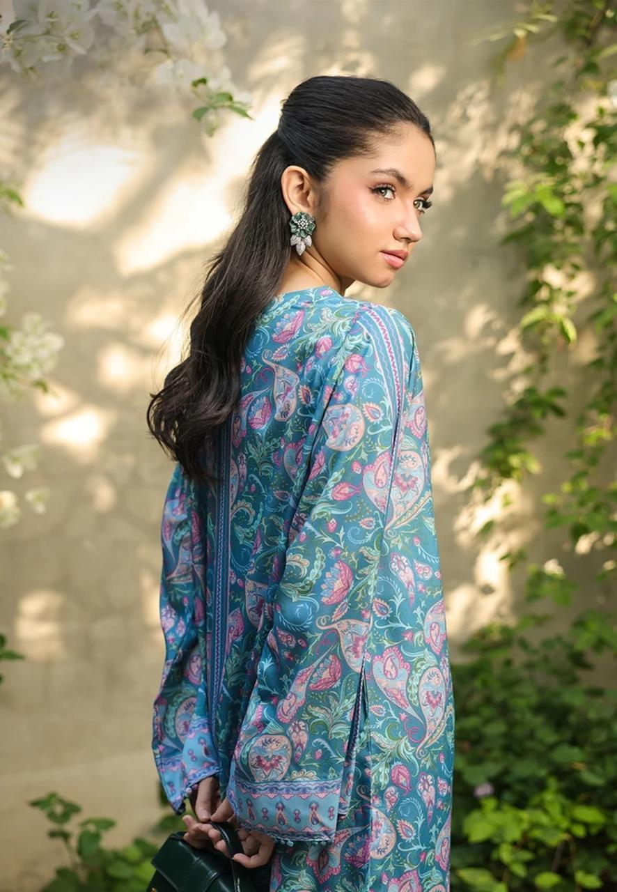 2 Pcs Women’s Stitched Swiss Lawn Digital Print Shirt & Trouser