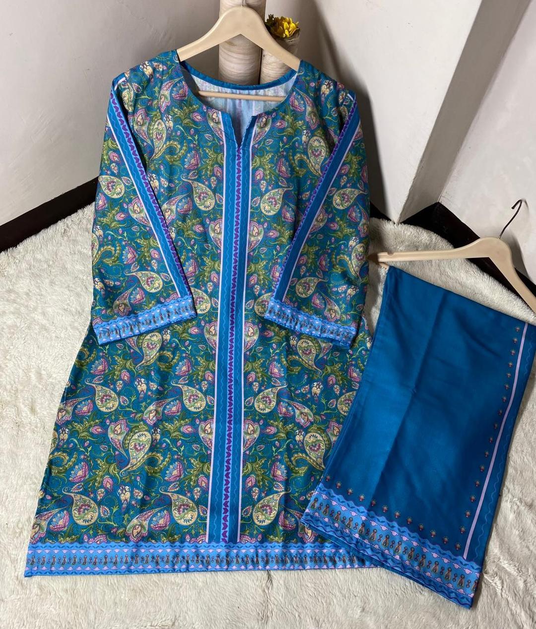 Women’s Swiss Lawn Digital Print 2-Piece Stitched Suit – Blue Trend Nexus