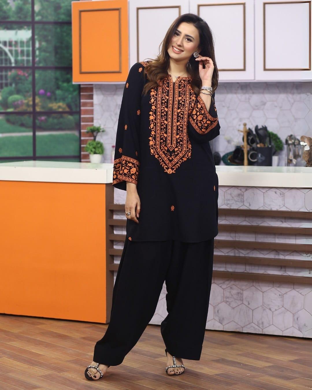 2 Pcs Women's Stitched Embroidered Shirt and Trouser Trend Nexus