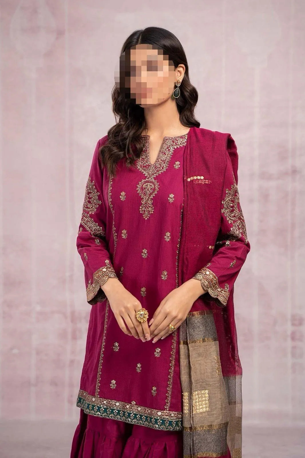 Women’s Unstitched Dhanak Embroidered 3-Piece Suit with Pashmina Digital Dupatta Trend Nexus