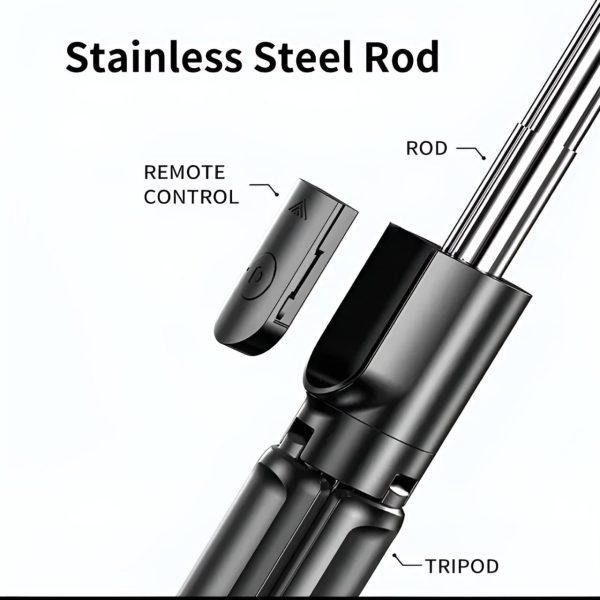 4 in 1 Selfie Stick Tripod with Light & Bluetooth Remote |Foldable & Extendable (70cm) Mobile Holderin Trend Nexus