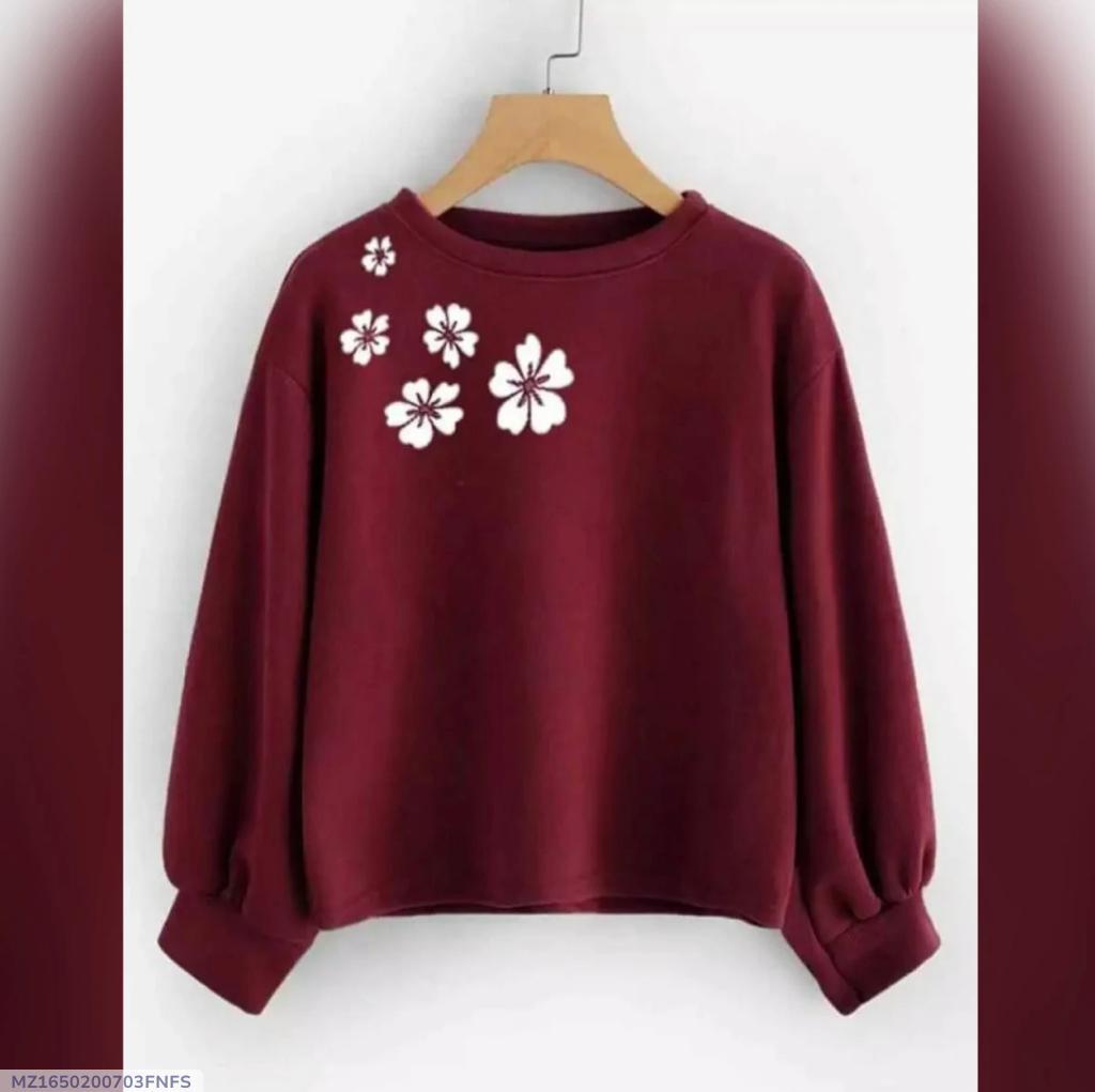 Women's Stitched Fleece Printed Sweat Shirt Trend Nexus