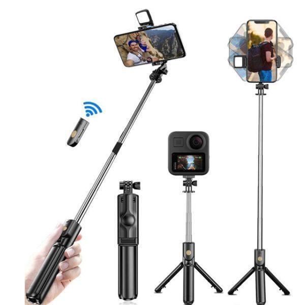 4 in 1 Selfie Stick Tripod with Light & Bluetooth Remote |Foldable & Extendable (70cm) Mobile Holderin Trend Nexus