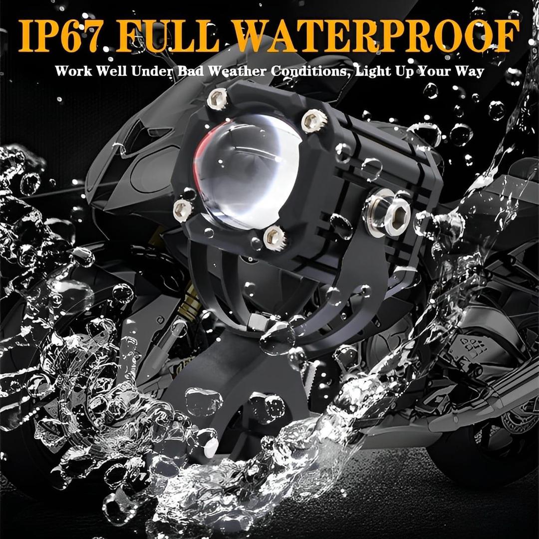 Motorcycle LED Auxiliary Headlight – High/Low Beam, Super Bright Fog & Driving Light With Button Trend Nexus