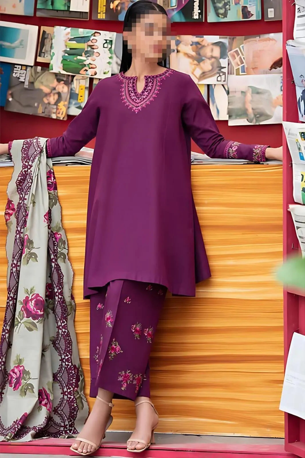 3 Pcs Women’s Unstitched Embroidered Suit Trend Nexus