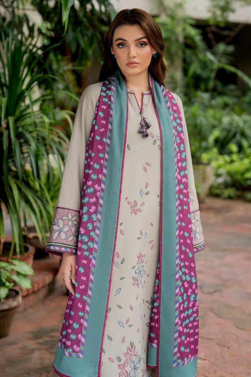 3 Pcs Women's Unstitched Dhanak Embroidered Suit Trend Nexus