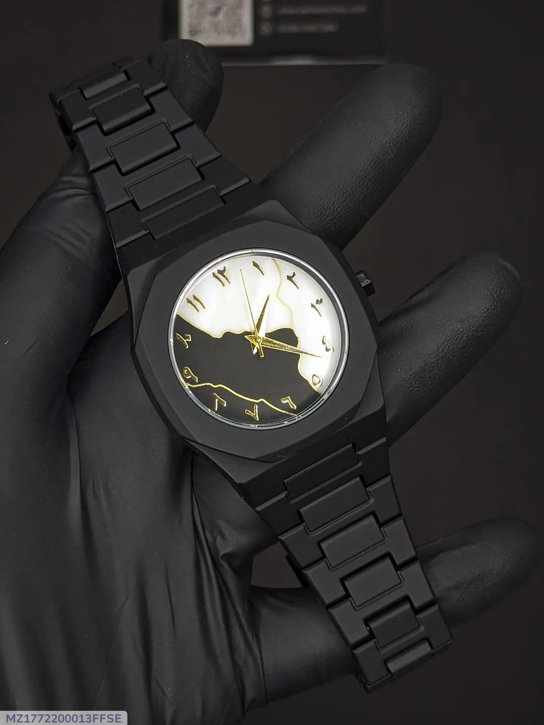 Men’s Black Arabic Aura Watch – Sleek Carbon Fiber Timepiece Trend Nexus