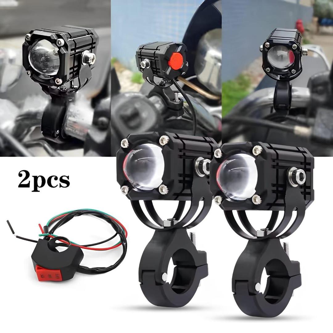 Motorcycle LED Auxiliary Headlight – High/Low Beam, Super Bright Fog & Driving Light With Button Trend Nexus