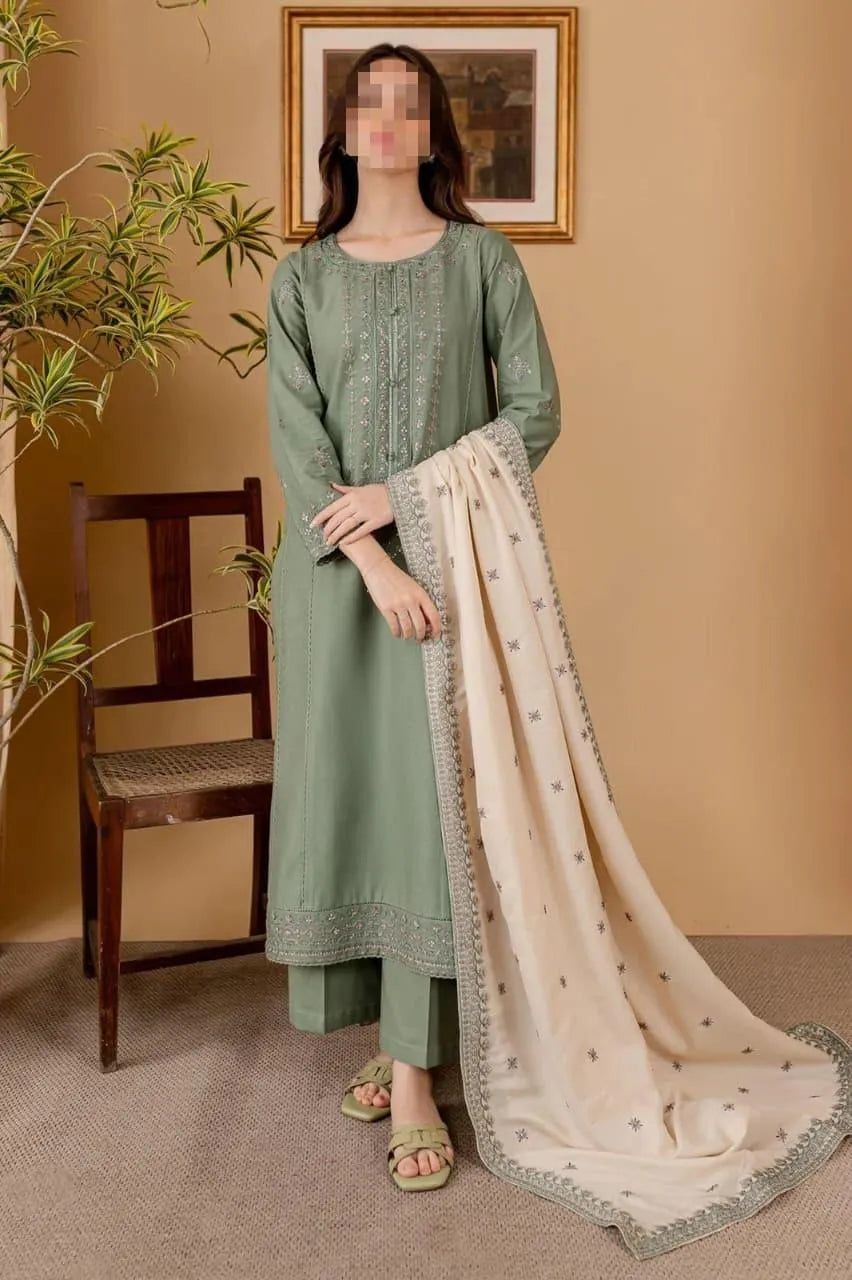 3 Pcs Women's Unstitched Embroidered Suit Trend Nexus