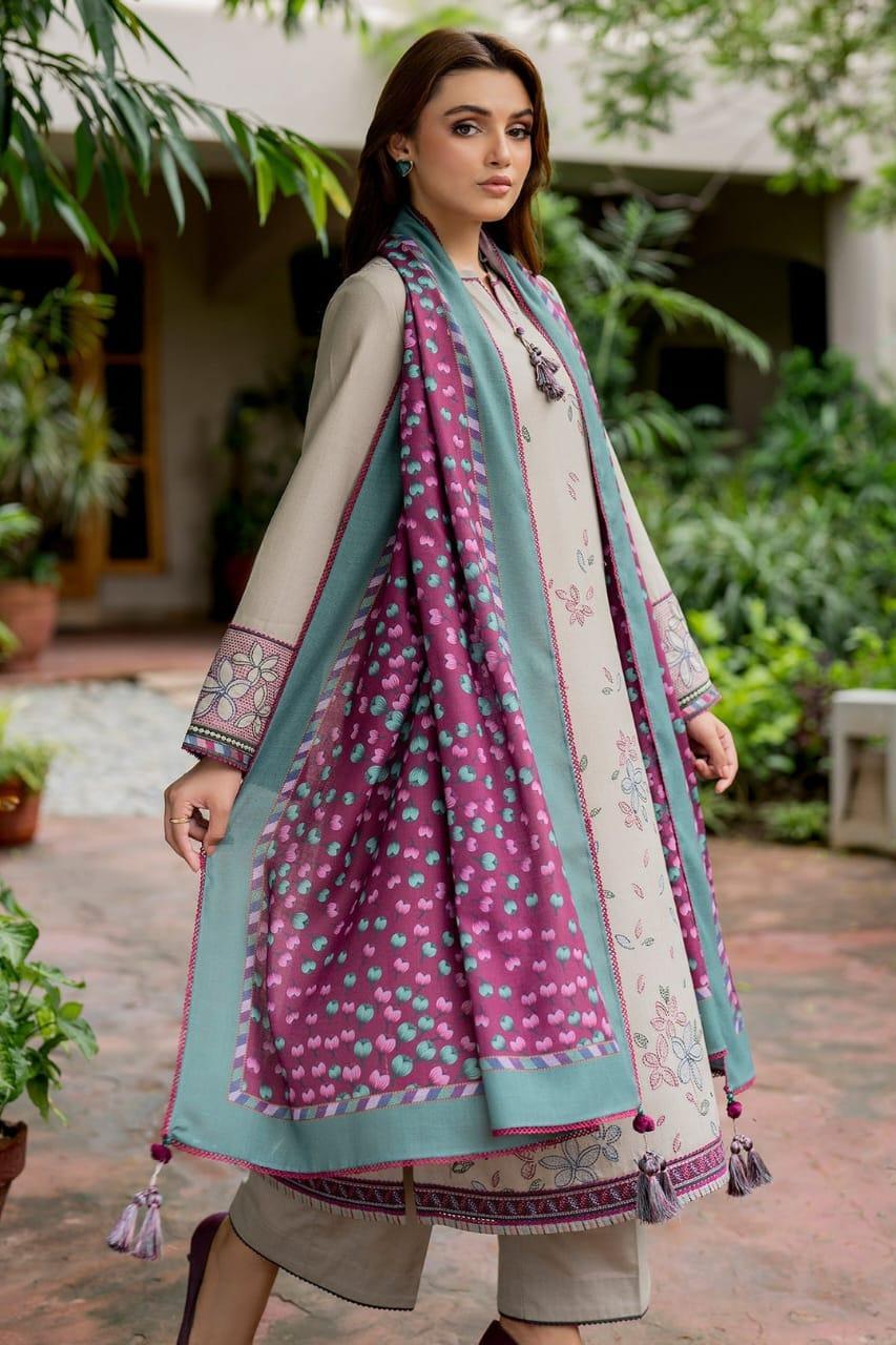 3 Pcs Women's Unstitched Dhanak Embroidered Suit Trend Nexus
