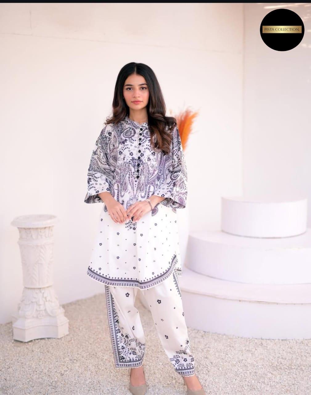 Women’s Swiss Lawn Printed 2-Piece Suit – Shirt & Trouser