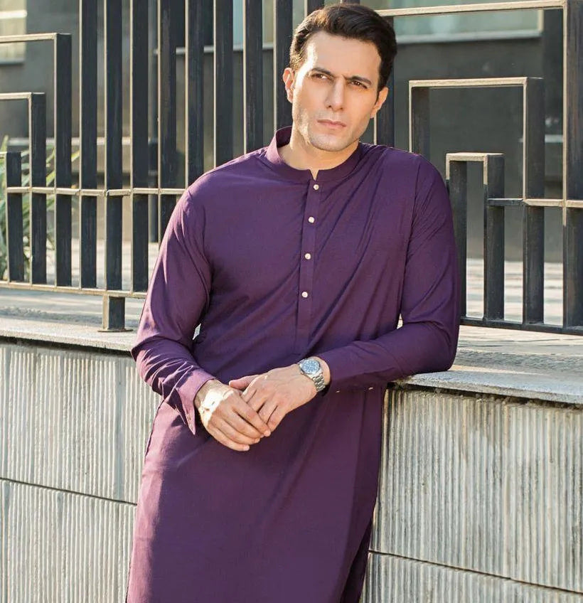Men’s Wash & Wear Plain Shalwar Kameez – 2 Pcs Set in Grey Trend Nexus
