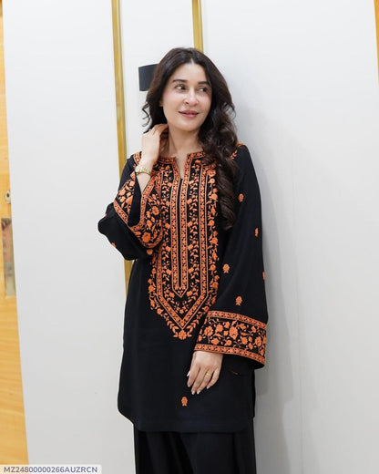 Women’s Cotton Embroidered 2-Piece Suit – Black Shirt & Trouser Set Trend Nexus