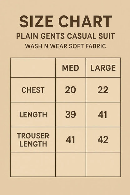 Men’s Wash & Wear Plain Suit – 1 Pc Masterpiece Trend Nexus