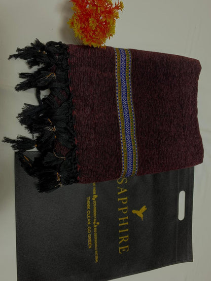 1 Pc Men's Velvet Embroidered Border Shawl Trend Nexus