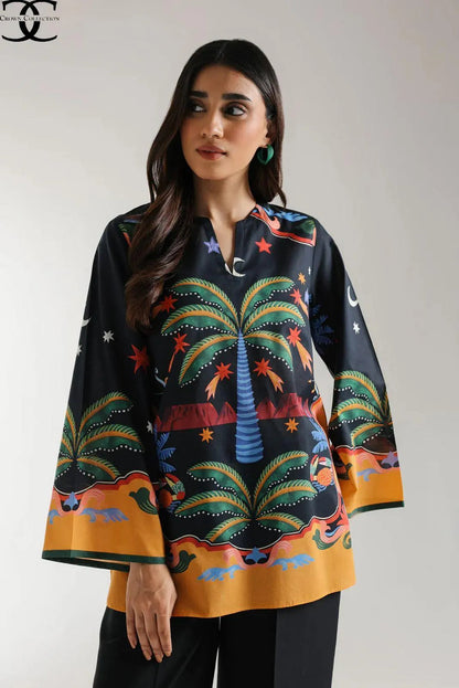 1 Pc Women's Stitched Lawn Digital Print Shirt Trend Nexus