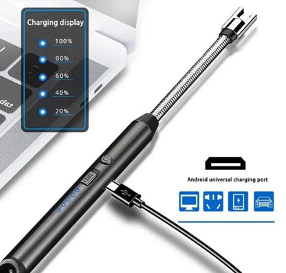 FlameX™ Portable & Rechargeable Electric Lighter – Sleek Black Metal Trend Nexus