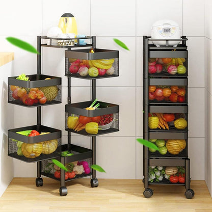 SpinFresh™ 5-Layer Rotatable Fruit Basket – Space-Saving Iron Organizer Trend Nexus