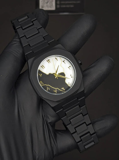 Men’s Black Arabic Aura Watch – Sleek Carbon Fiber Timepiece Trend Nexus