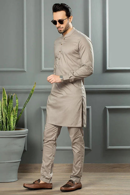 Men’s Wash & Wear Plain Shalwar Kameez – 2 Pcs Set in Grey Trend Nexus