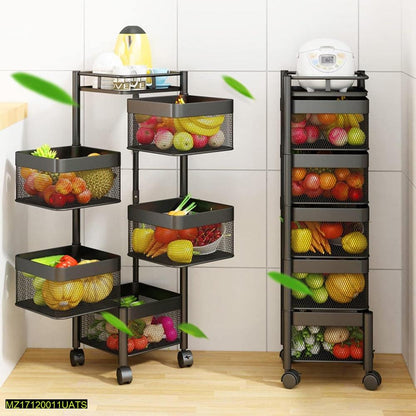 SpinFresh™ 5-Layer Rotatable Fruit Basket – Space-Saving Iron Organizer Trend Nexus