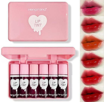 LumaTint™ Long Lasting Lip Tint – Pack of 6 with Pink Case Trend Nexus