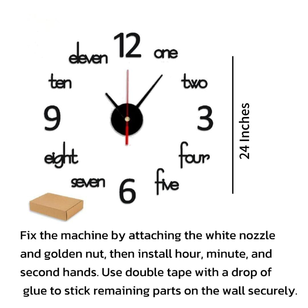 3D Alphabets and Digits Wooden Wall Clock Trend Nexus