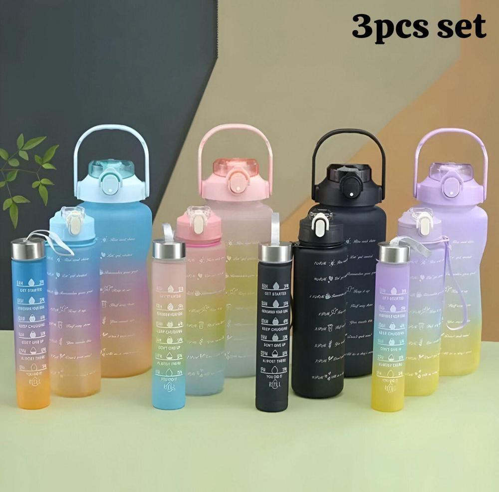 Gradient Water Bottles – 3 Pcs Set | Perfect for Gym &amp; Daily Use