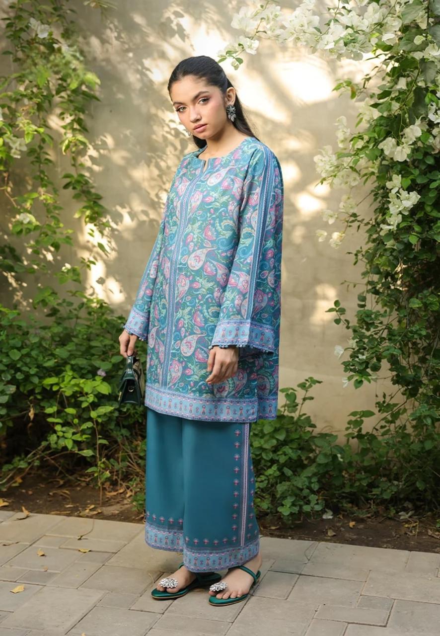 2 Pcs Women’s Stitched Swiss Lawn Digital Print Shirt & Trouser