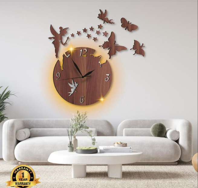 Fairy Design Laminated Wall Clock With Backlight Trend Nexus