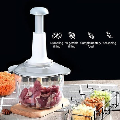 ChopMaster™ Manual Hand Press Food Chopper – ABS & Stainless Steel (1 Pc) Trend Nexus