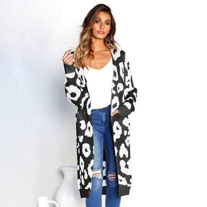🐆 Women’s Leopard Print Long Knit Cardigan – Winter Loose Fit Sweater Trend Nexus
