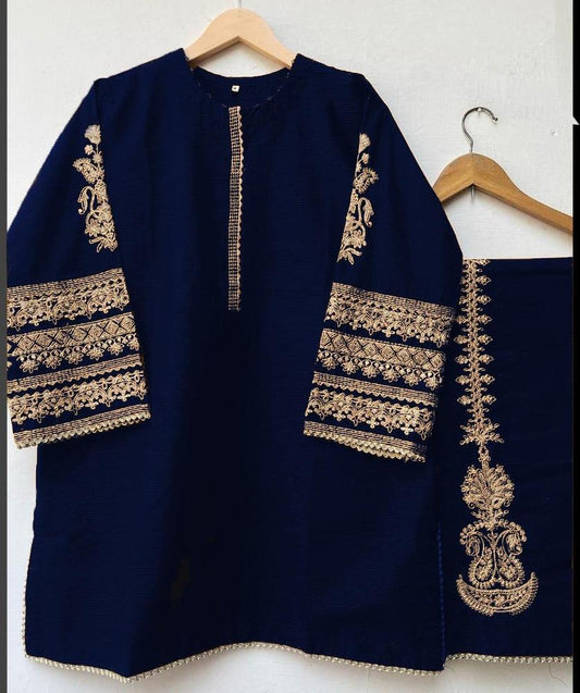 Women's Embroidered Katan Silk 2-Piece Suit Trend Nexus