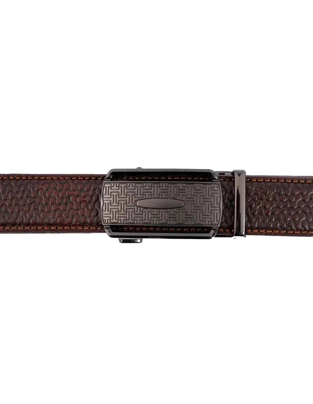 Leather Belt Brown – Designer Pattern with Metal Buckle Trend Nexus