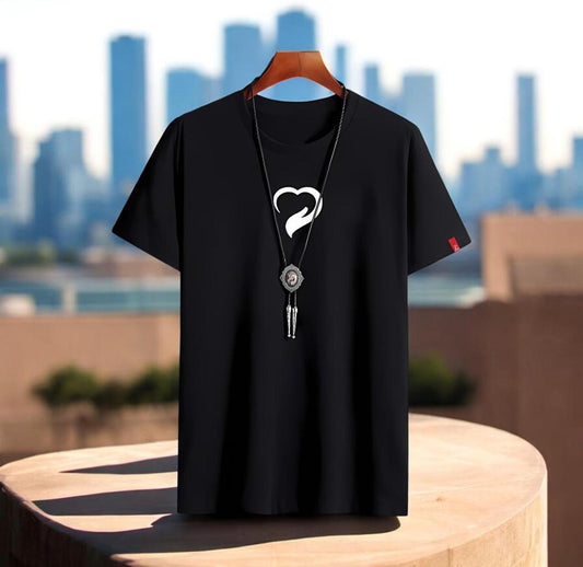 Men's Black Printed Cotton Jersey Half Sleeve T-Shirt Trend Nexus