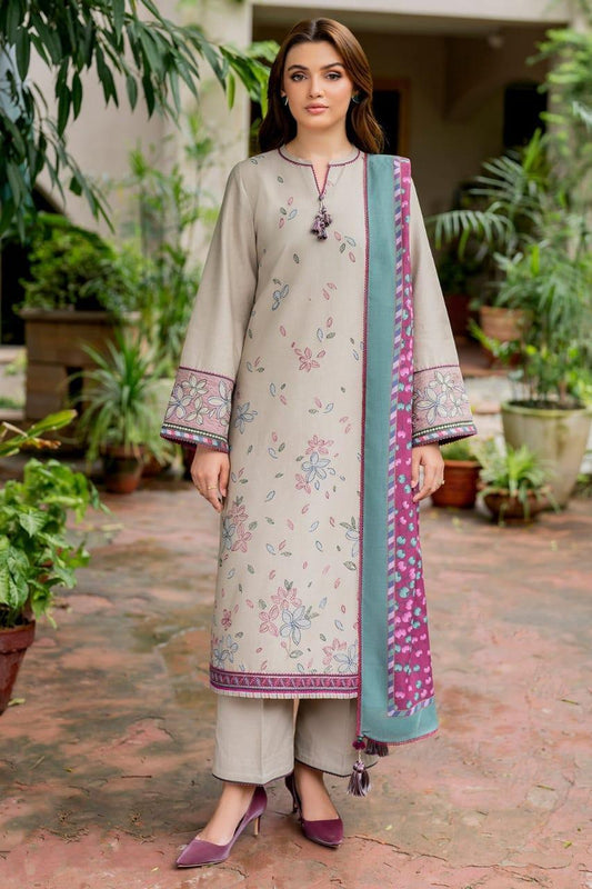 3 Pcs Women's Unstitched Dhanak Embroidered Suit Trend Nexus