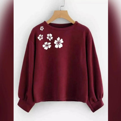 Women's Stitched Fleece Printed Sweat Shirt Trend Nexus