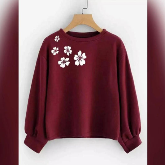 Women's Stitched Fleece Printed Sweat Shirt Trend Nexus