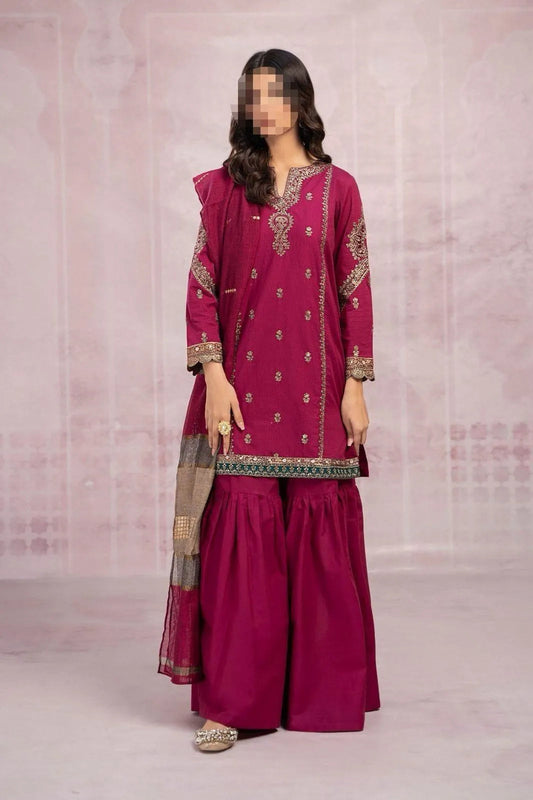 Women’s Unstitched Dhanak Embroidered 3-Piece Suit with Pashmina Digital Dupatta Trend Nexus