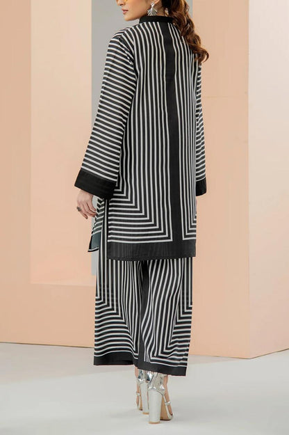 Black Elegance Printed 2-Piece Suit – V-Neck Shirt & Trouser Set Trend Nexus