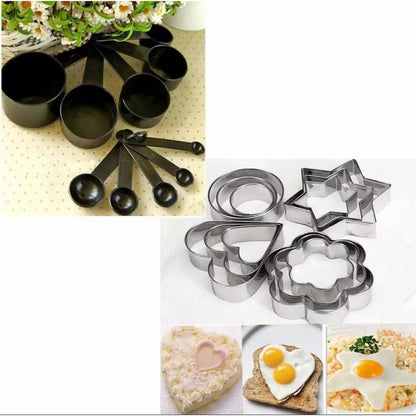 BakeMate™ 10-Piece Measuring Cup & 12-Piece Cookie Cutter Combo – Black & Stainless Steel Trend Nexus