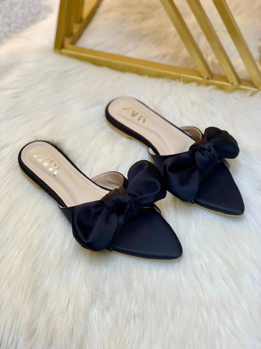 Chic Women's Synthetic Leather Formal Flats with Bow - Zara Bow Flat Trend Nexus