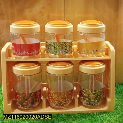 FlavorEase™ 6-in-1 Spice Jar Set with Rack – Easy to Clean & Maintain Trend Nexus