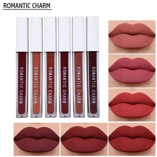Romantic Empire High Pigmented Matte Lipgloss, 6 Pcs,Shades Of Red Trend Nexus