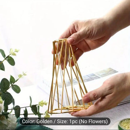 Aurora™ Golden Geometric Desktop Vase – Modern Decorative Accent (1 Pc) Trend Nexus