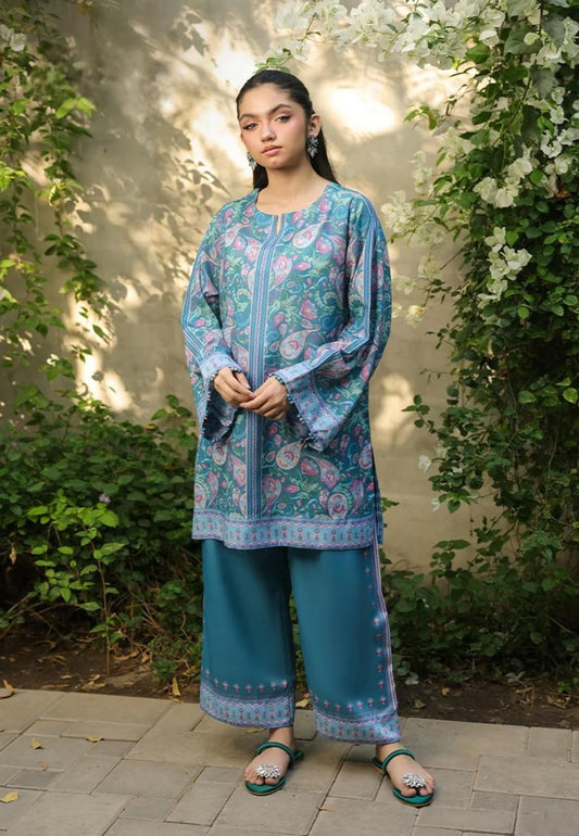 2 Pcs Women’s Stitched Swiss Lawn Digital Print Shirt & Trouser
