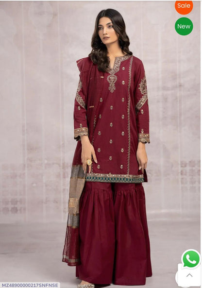 Women’s Unstitched Dhanak Embroidered 3-Piece Suit with Pashmina Digital Dupatta Trend Nexus