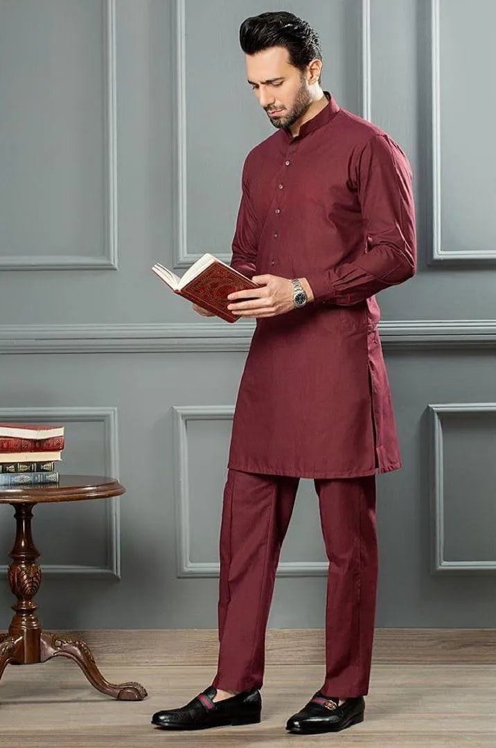 Men’s Wash & Wear Plain Shalwar Kameez – 2 Pcs Set in Grey Trend Nexus
