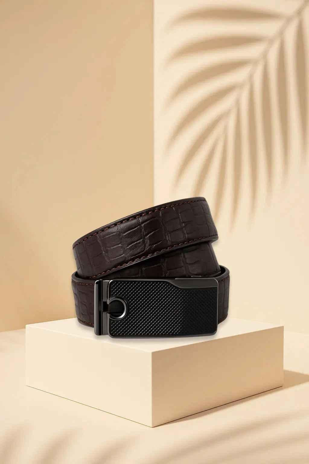 Leather Belt Brown – Designer Pattern with Metal Buckle Trend Nexus